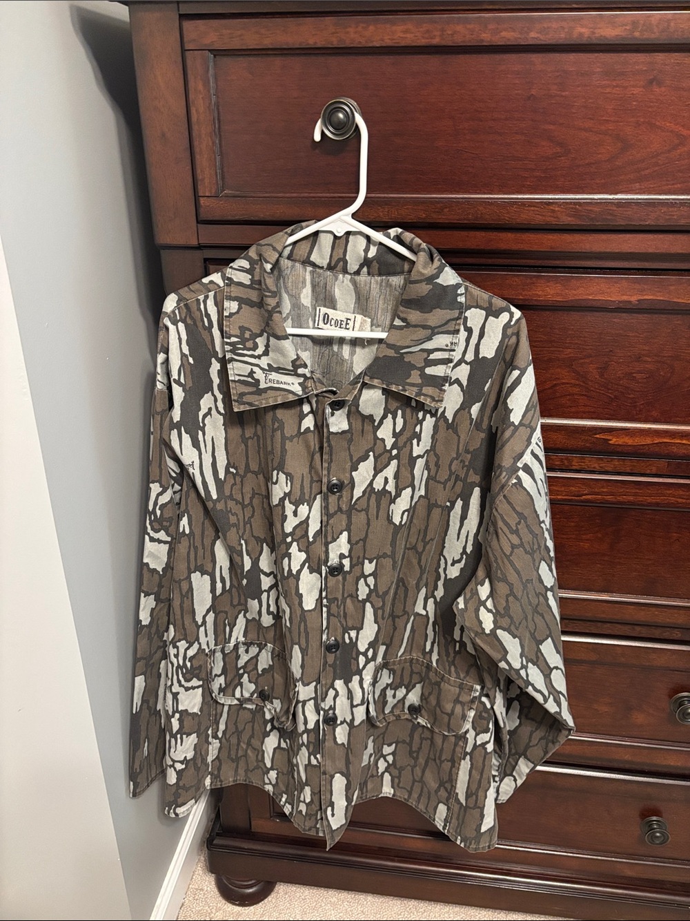 Men's Brown Camouflage Button-Front Overshirt by